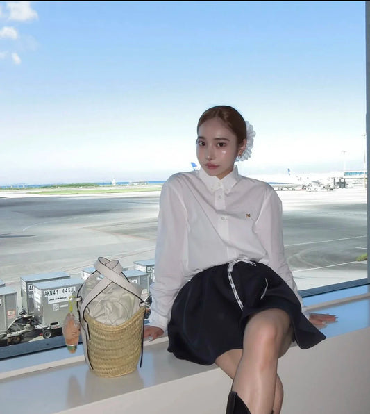 New Japanese Style Drawstring Casual Cute Girl Skirt 2025 Spring and Summer Sweet Ladies Elastic Waist Kawaii Short Skirt Women