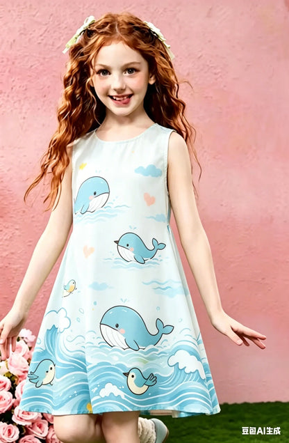 NEW SUMMER STYLE FLORAL PRINT DRESS FOR GIRLS A CASUAL AND SWEET PRINCESS DRESS THE PERFECT GIFT FOR CHILDREN SPORTY STYLE