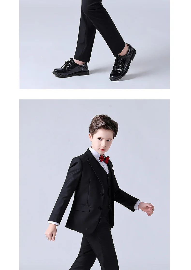 1-14 Years Children Boy Wedding Suit Black Nave Blue Elegant Suits For Children Boys Suits Outfits Set Teenager Kids Suits