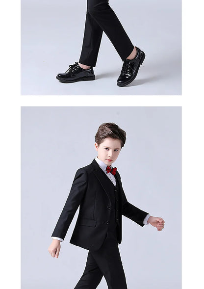 1-14 Years Children Boy Wedding Suit Black Nave Blue Elegant Suits For Children Boys Suits Outfits Set Teenager Kids Suits