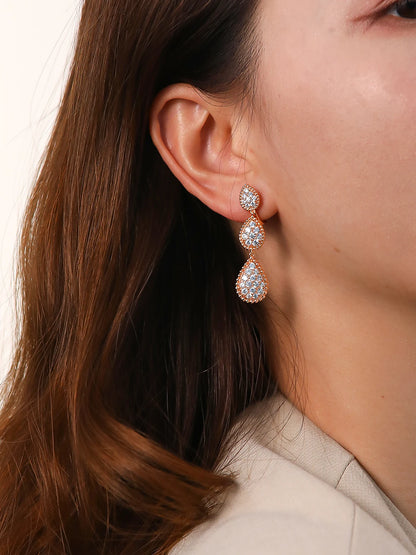 Vintage Ear Clip Earrings for Women Luxury Jewelry Fashion Party Large Water Drop Design Gold Plated Eardrop Stud Earring