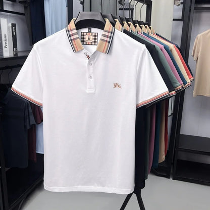 Luxury brand silk cotton short sleeve polo shirt fashion Paul Pony embroidered men's T-shirt summer comfort business casual top