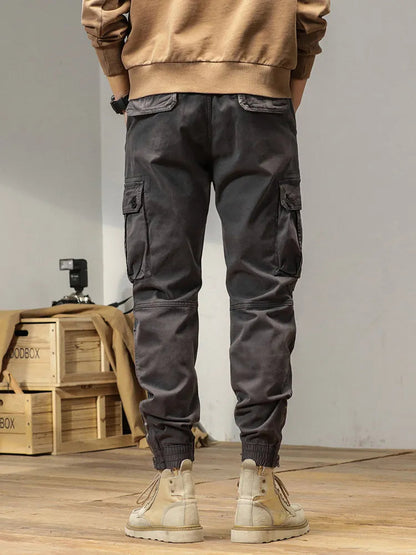 2025 New Multi-Pockets Spring Summer Cargo Pants Men Streetwear Zipper Leg Skinny Work Joggers Cotton Casual Tactical Trousers