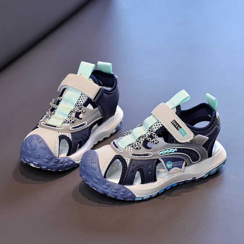 Kids Closed-Toe Sport Sandals, Breathable Mesh Non-Slip Summer Shoes for Boys, Lightweight Casual Beach Hiking Sandals Children
