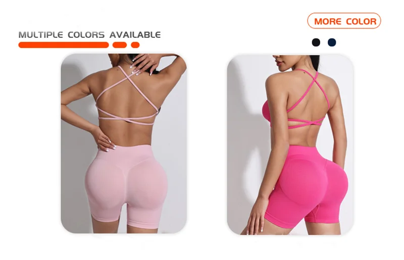 Peach Hip Lifting Suit Back Cross Sports Bra Shockproof Bra Quick Drying Shorts Set Gym Fitness Running Yoga Suit