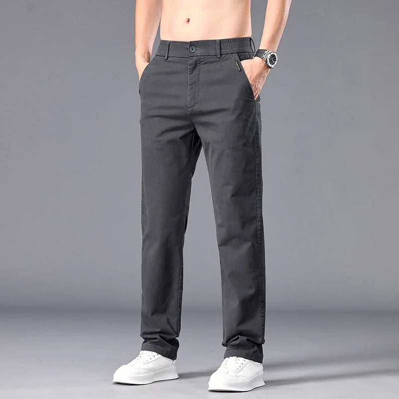 New Casual Pants Men Straight Fit Stretch Autumn Chino Trousers Male Formal Work Business Dress Khaki Fashion Spring Pants