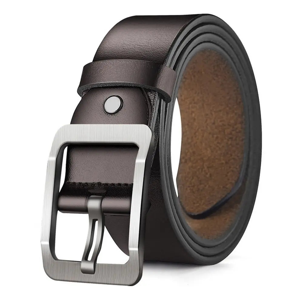 Man Retro Leather Belt Pin Buckle Jeans Black Belt Business Casual Luxury Brand Vintage Strap Waistband