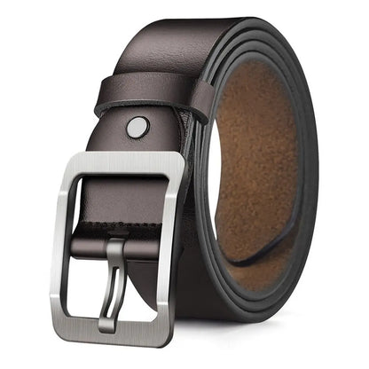 Man Retro Leather Belt Pin Buckle Jeans Black Belt Business Casual Luxury Brand Vintage Strap Waistband