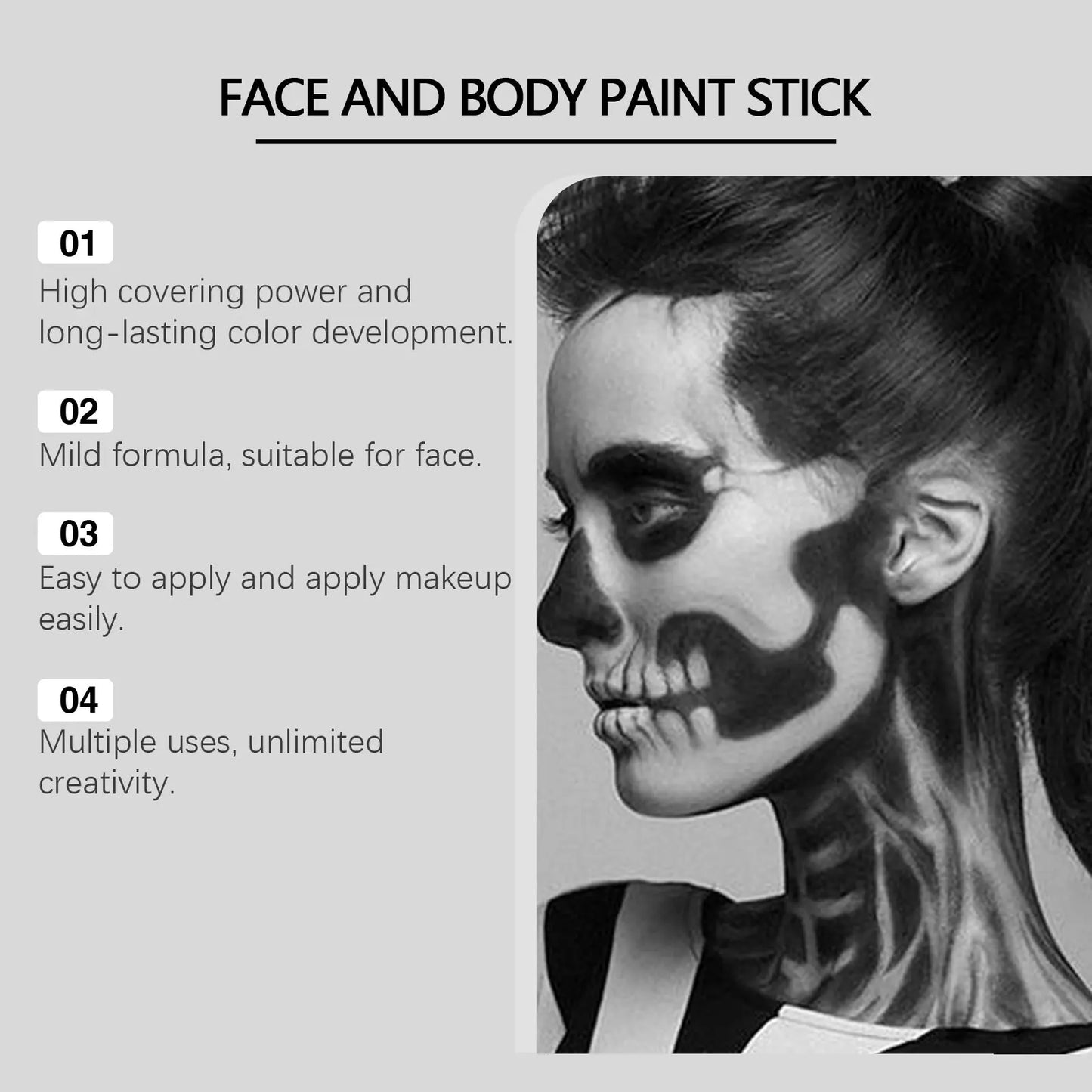 Halloween Face Paint Sticks Kit Vibrant Costume Makeup Set for Kids Adults Washable Cream-Based Face Paint for Body Art