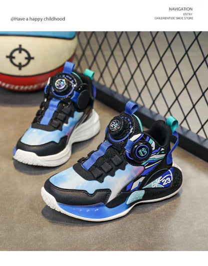 Children‘s Basketball Shoes Anti-slip Basketball Trainers Kids Outdoor Cushioned Sneakers Breathable Ankle Support Athletic Shoe