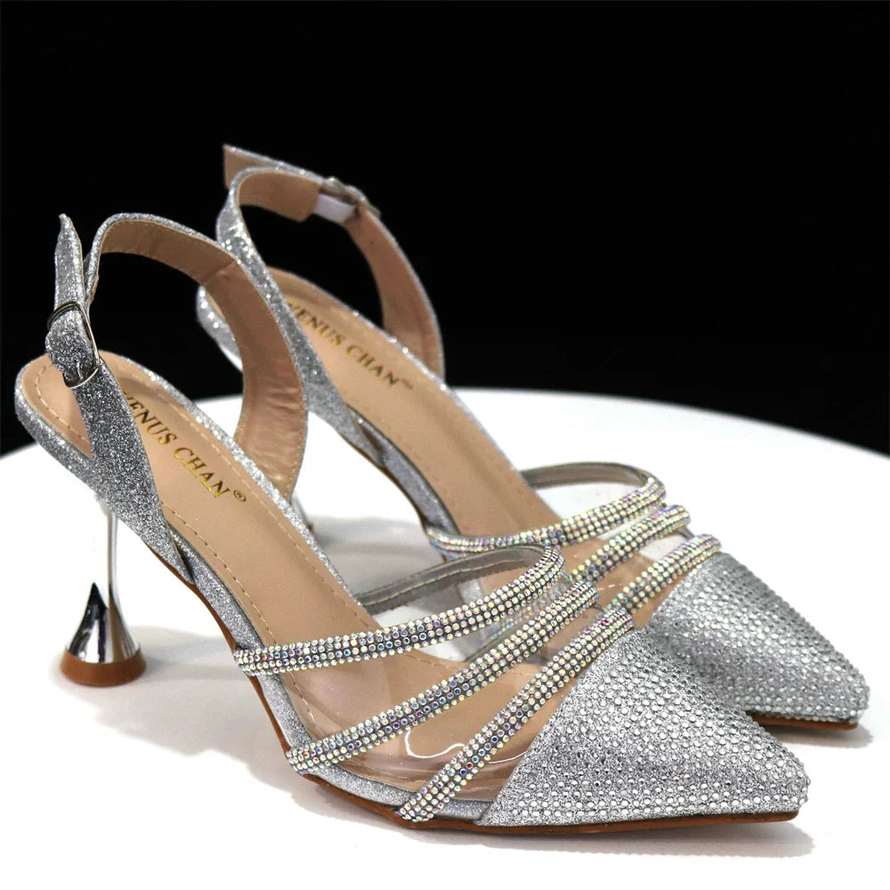 Newest INS Style Orange Color Elegant High Heels Nigeria Popular Design African Ladies Shoes And Bag Set