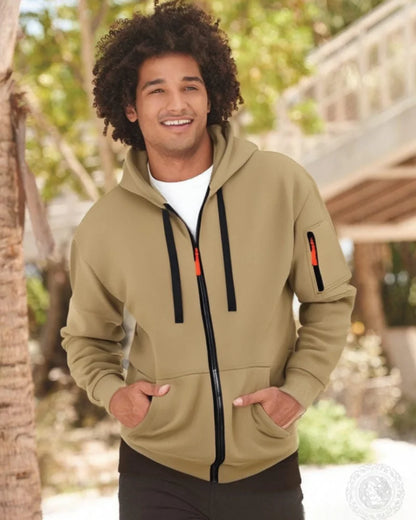Casual top men's 2024 autumn and winter sportswear solid color men's top - fashionable sports solid color hoodie