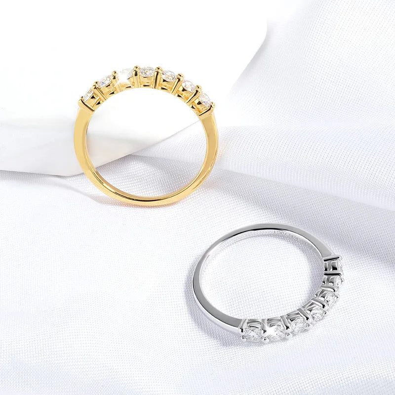 0.7CT 3mm Gemstone Moissanite Rings for Women S925 Silver Matching Wedding Diamonds Band Stackable Ring White Gold Gift