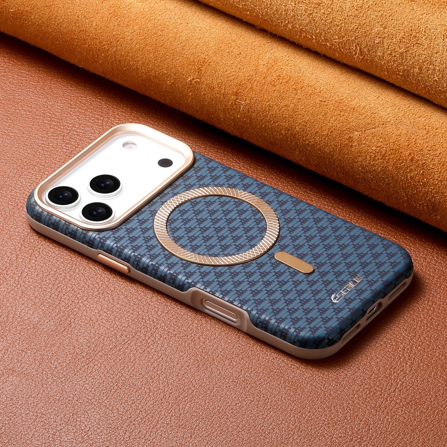 Leather Magnetic Phone Case For iPhone 17 16 15 14 13 Pro Max 17Pro 17Air Metal Lens Button Bumpe Cover
