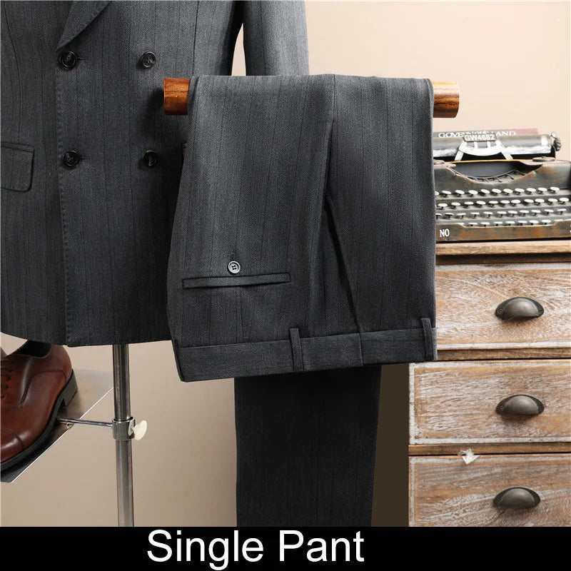 Man Outfit Turn Down Collar Long Sleeve Blazer Men Turn Down Collar Vest Straight-leg Pant Male Striped Slim 3-piece Suit Set