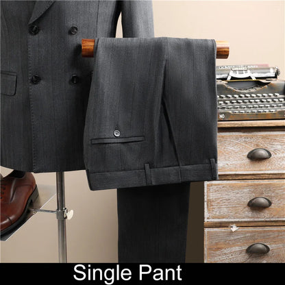 Man Outfit Turn Down Collar Long Sleeve Blazer Men Turn Down Collar Vest Straight-leg Pant Male Striped Slim 3-piece Suit Set