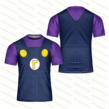 Super Waluigi Cosplay Tracksuit 3D Print T Shirt Shorts Suit For Kids Adults Anime Game Costume Summer Women Set Men's Suit