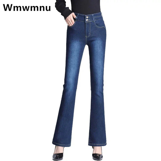 Oversized Slim Flare Denim Pants Stretch Cowboy Trousers