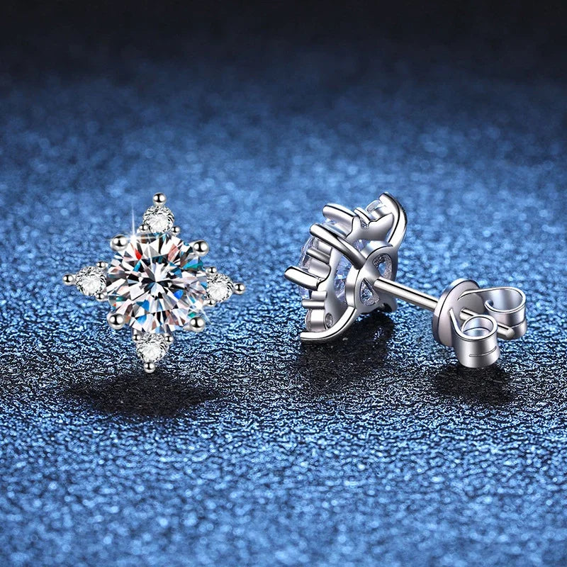 1ct 6.5mm D Color Moissanite Earrings 925 Sterling Silver  with White Gold Plated Stud Earring Wedding Jewelry for Women