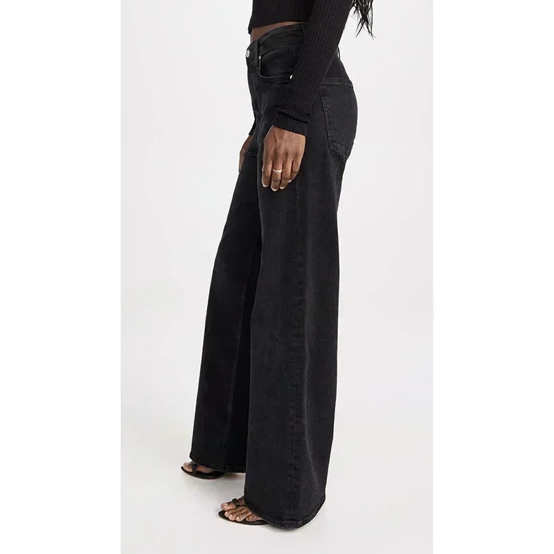 Ins Fashion Jeans Women Comfortable High Waisted White Jeans Girls Thin Stretch Denim Pants Female Straight Leg Trousers