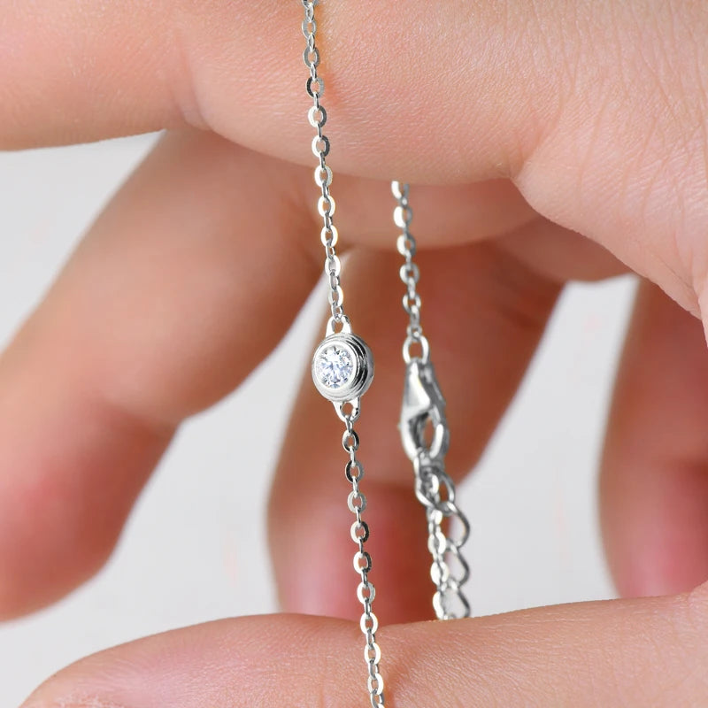 2025 Trendy 3mm Moissanite Jewelry Set 925 Silver Plated Rose Gold Necklace Bracelet Earrings Set for Women Valentine's Day Gift
