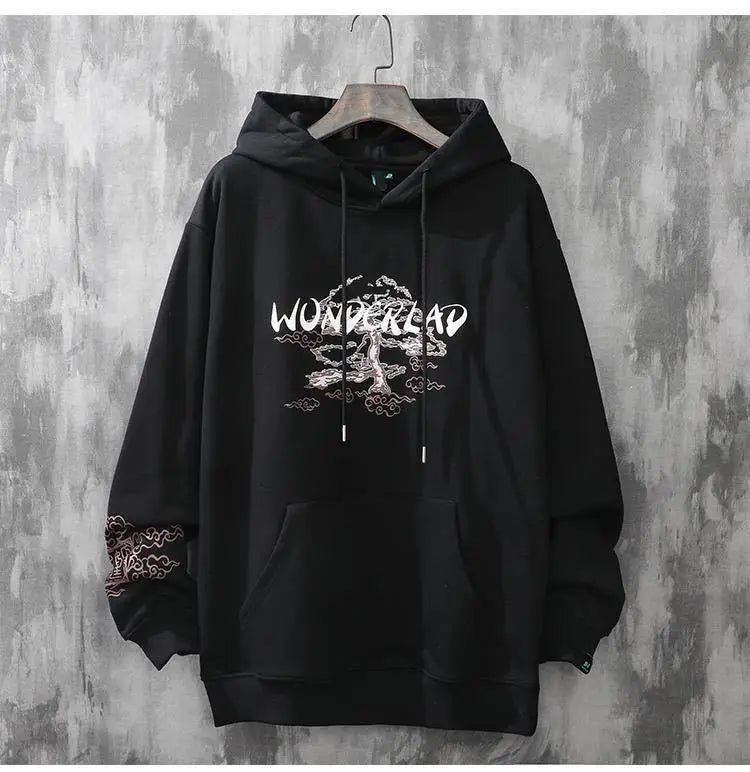 Moletons Pretos com Estampa de Anime Essenciais com Capuz Feminino Estética Coreana Moda Fofa Moletons com Capuz Streetwear para Mulheres