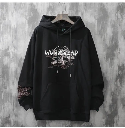 Moletons Pretos com Estampa de Anime Essenciais com Capuz Feminino Estética Coreana Moda Fofa Moletons com Capuz Streetwear para Mulheres