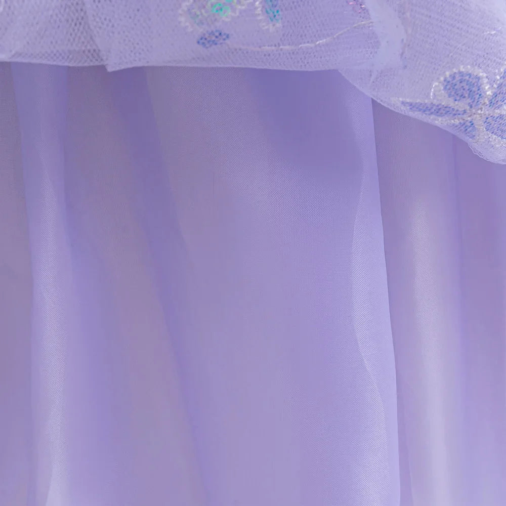 Little Mermaid Ariel Princess Costumes Young Girls Purple Dress Kids Cosplay Carnival Gown Birthday Tutu Dresses Summer New Wear