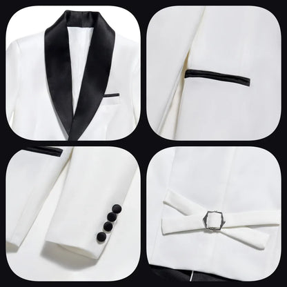 Fast Delivery Formal Boys Suit Set 4PCS Elegant White Piano Photography Suit Kids Party Ceremony Costume Party Suit