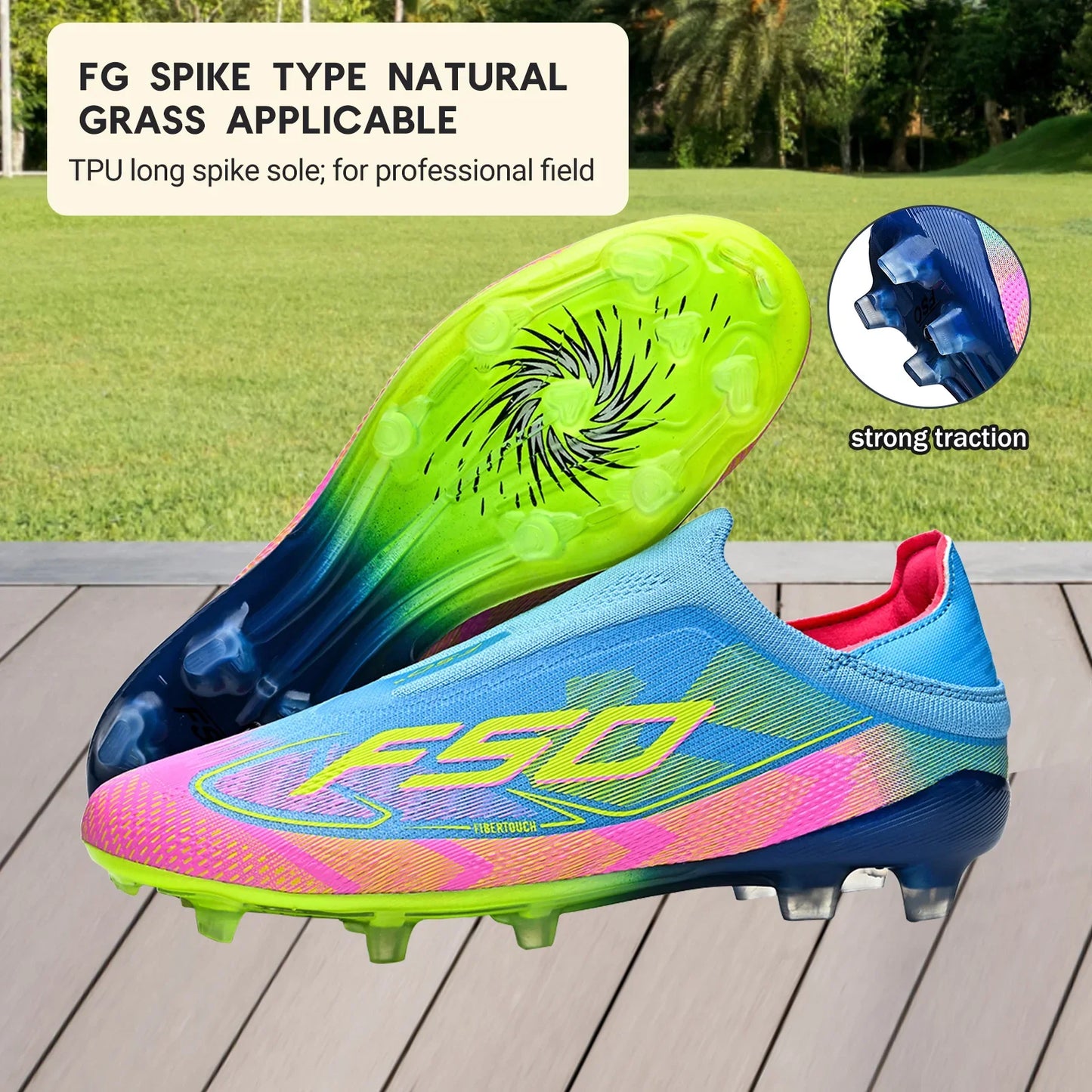 Classic Style AG FG football shoes PU Fabric Ventilated Upper TPU Wearproof Outsole Unisex Kids Outdoor Football Shoes