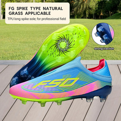 Classic Style AG FG football shoes PU Fabric Ventilated Upper TPU Wearproof Outsole Unisex Kids Outdoor Football Shoes
