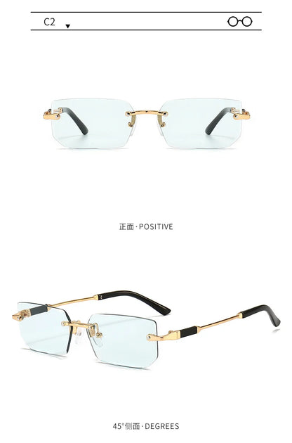 Fashion Rimless Rectangle Sunglasses Popular Women Men Shades Small Square Sun Glasses For Female Male Summer Traveling glasses