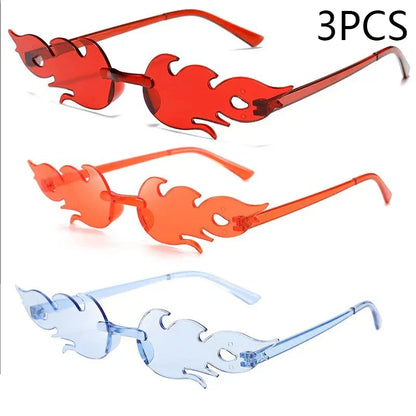 Flame Sunglasses Rimless Personality Colorful Ball Party Sunglasses Candy Hip-hop Fruit One-piece Glasses