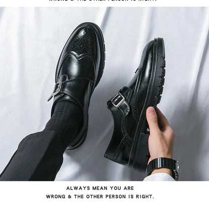 Fashion Formal Wedding Shoes Men Trend Casual Business Leather Shoes For Men High Quality Social Brogues Leather Shoes Male