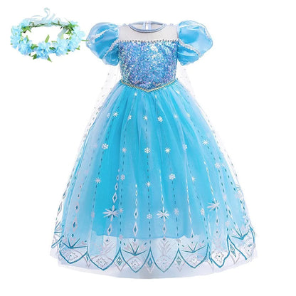 Fantasia Infantil de Rainha da Neve para Crianças, Cosplay da Elsa, Apresentação, Lantejoulas, Disfarce, Vestido Elegante de Princesa para Festa de Meninas, Fantasia de Halloween