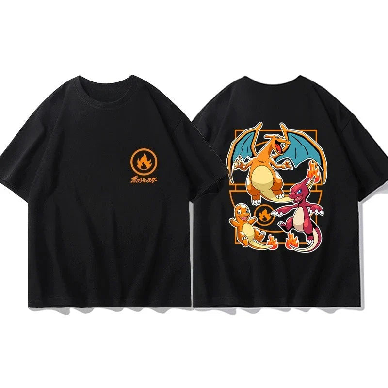Short Sleeve T-Shirt Gengar Psyduck Mewtwo Printed Men's Boys and Girls Summer New Fashion Top