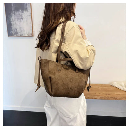 2025 Hot Sale Autumn Soft Women's Handbags Faux Suede Solid Color Large Capacity Shoulder Bag Casual Versatile Ladies Bags