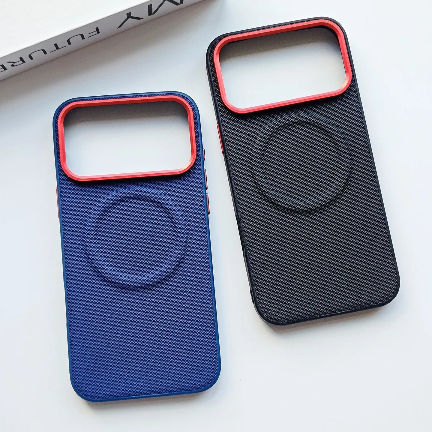 Leather Magnetic Case For Iphone 17 Pro Max/17 Pro/17 Magsafe Charging Grain Diamond Textured Individual Buttons Leather Cover