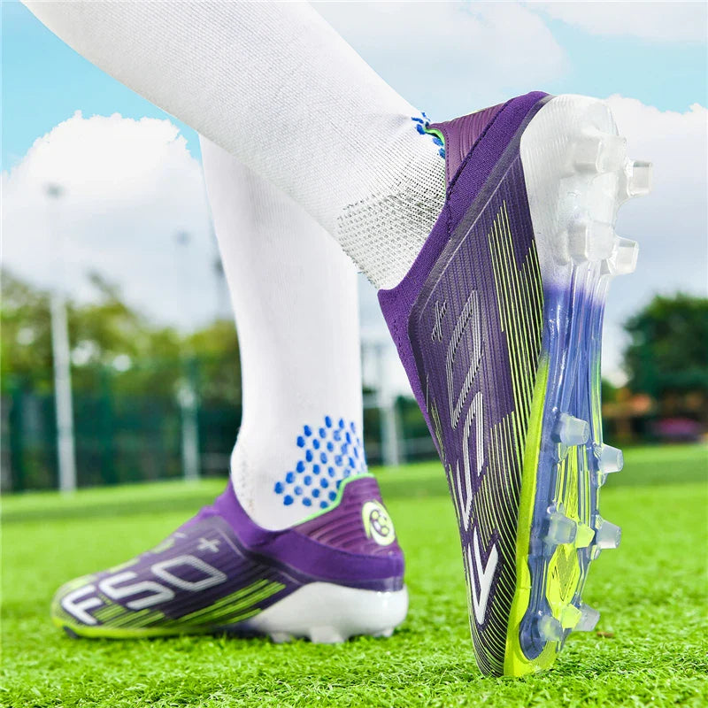 Without-lace F50+ Mens Soccer Shoes Boys Training Non-Slip Turf Soccer Cleats TF/FG Football Sneakers Chuteira Campo 35-45