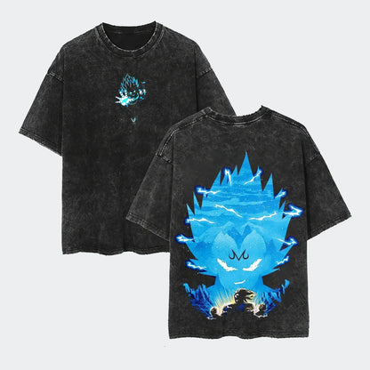 2026 Summer Dragon Ball  Washed Oversized T-shirt High Quality 100% Cotton Super Saiyan Vegeta Print Unisex Tee for Adults
