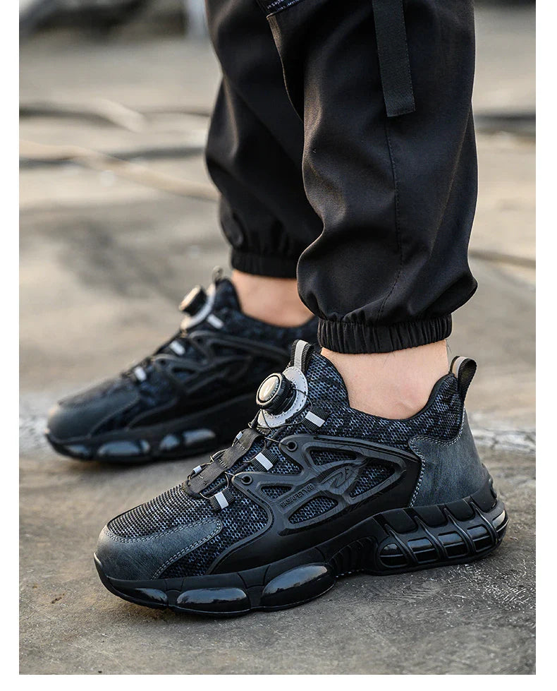 Rotating Button Safety Shoes Men Work Shoes Steel Toe Cap Working Boots Sneakers Man Anti Puncture Dangerous Work Shoes