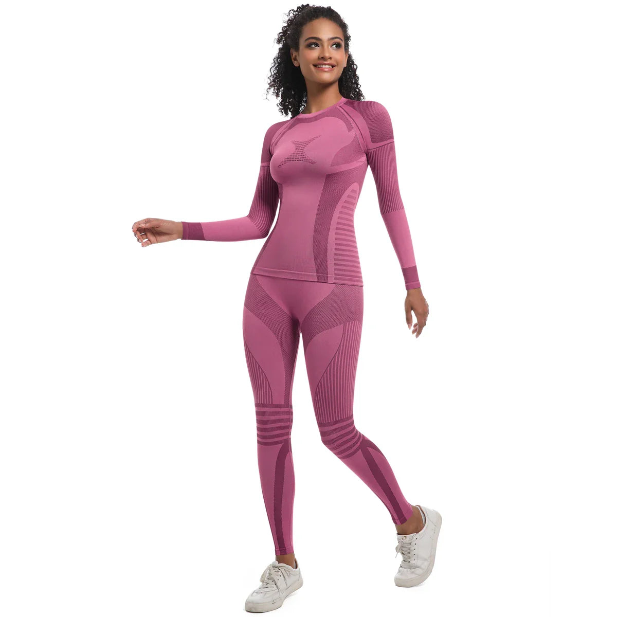 Women Skiwear Set Yoga Set Skiing Underwear Fitness Workout Thermal Gym Ski Snowboarding Running Yoga Exercise Suit Long Johns