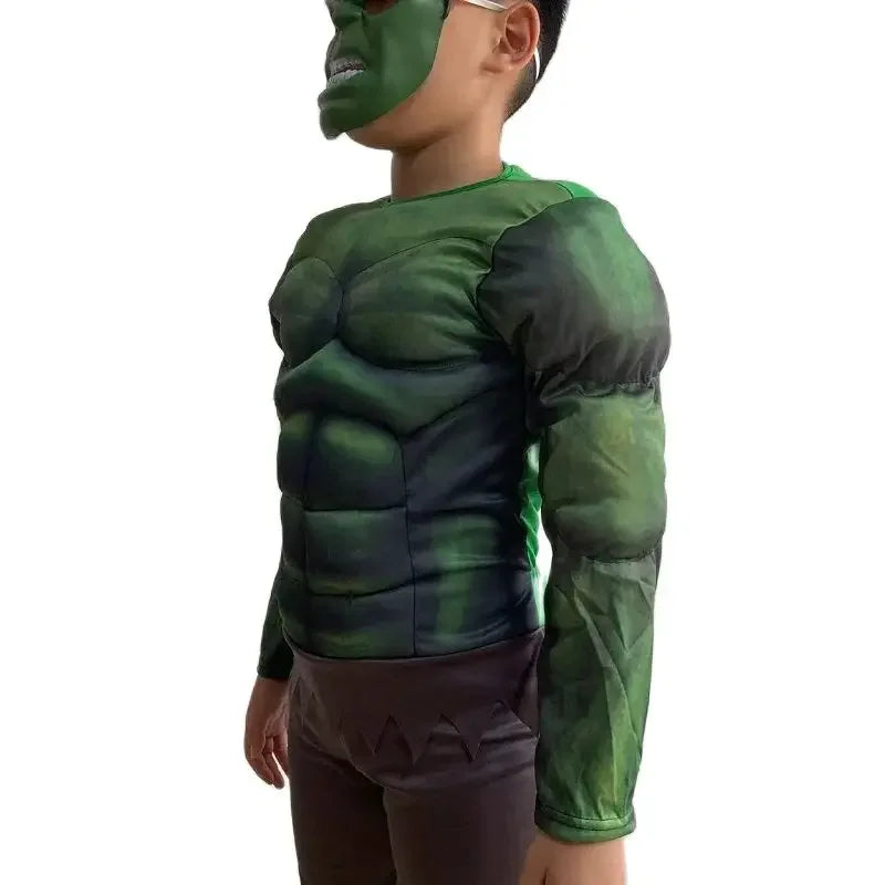Boy Clothes Muscle Incredible Hulk Cosplay Fancy-Dress Costumes Child Kids Movie Charater Superhero Halloween Costume With Mask