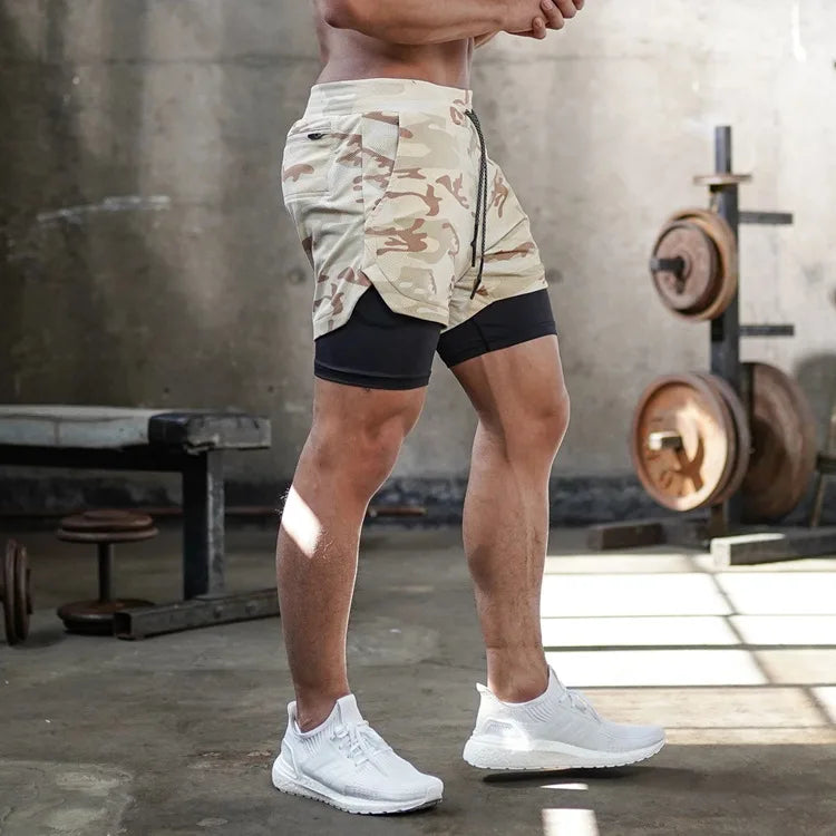 Running Shorts Men Gym Sports Shorts 2 In 1 Quick Dry Workout Training Gym