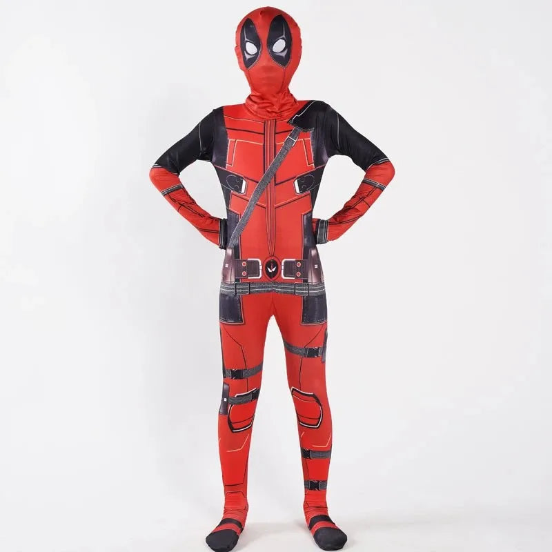 PU Sword Won‘t Break High Quality Deadpool Costume Kid Halloween Cosplay Costume Deadpool Suit Jumpsuit Deadpool Child Costume