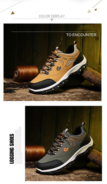 Men's Hiking Shoes Waterproof Leather Outdoor PU Shoes Wear-resistant Men Trekking Walking Hunting Tactical Sneakers