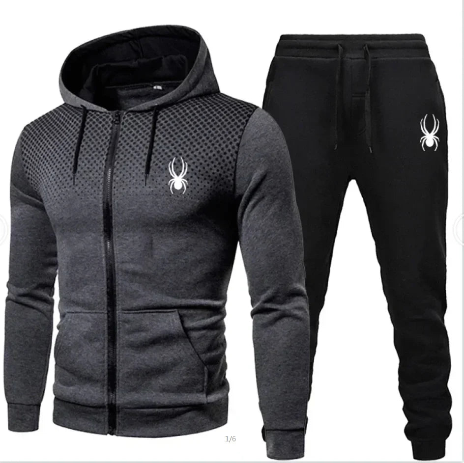 2026 New Spring Autumn Men's Long Sleeve Hoodie; Pants Two-piece Set Fashion Outdoor Running Sports Suit