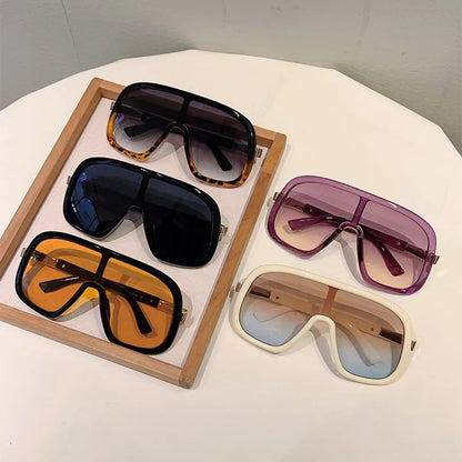 New Big Frame Sunglasses Women Men Luxury Goggle One Piece Sun Glasses Female Vintage Brand Designer Punk Shades UV400 Eyewear