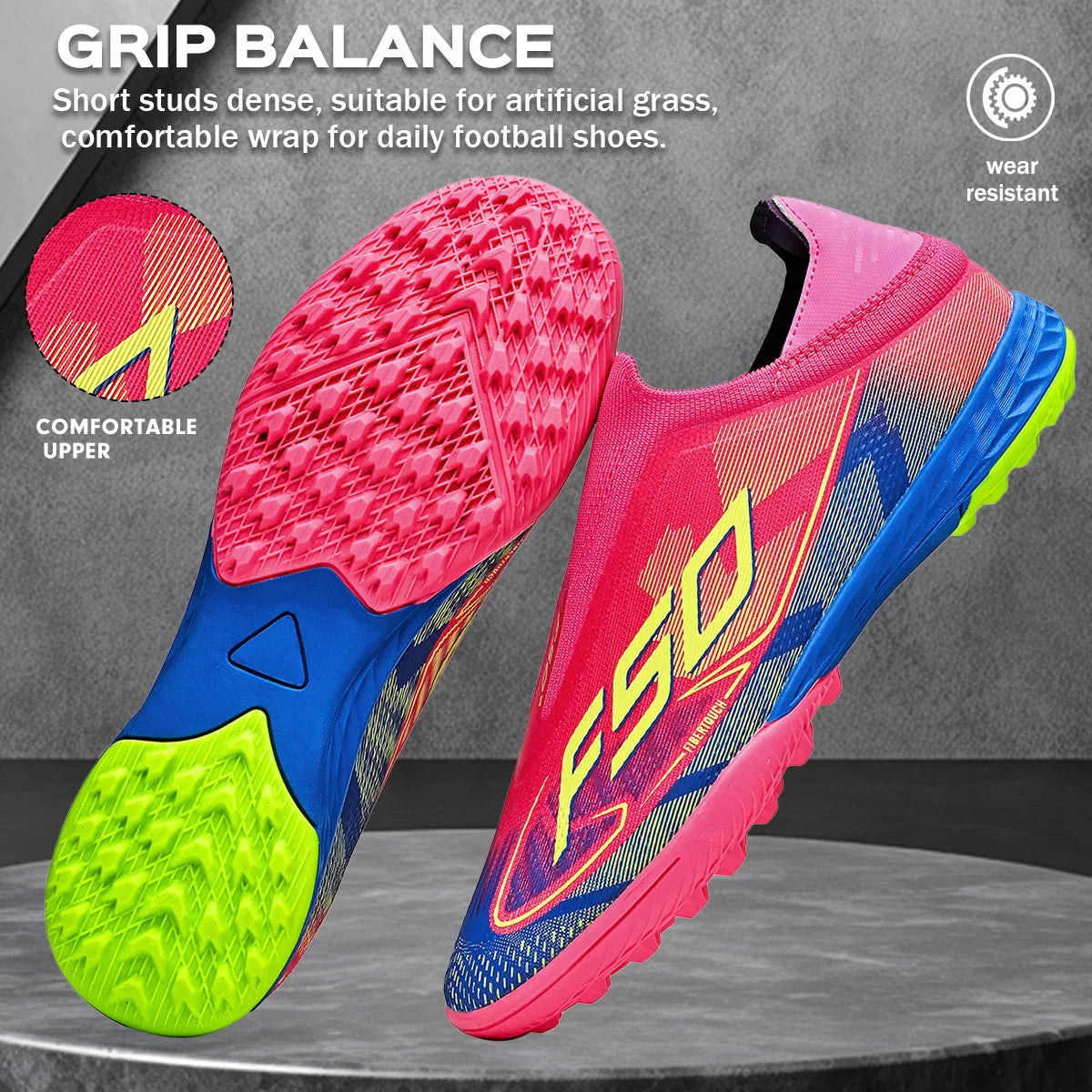 Professional TF Soccer Boots Unisex Youth Adult PU Fabric Upper Rubber Sole Non-slip Training Cleats