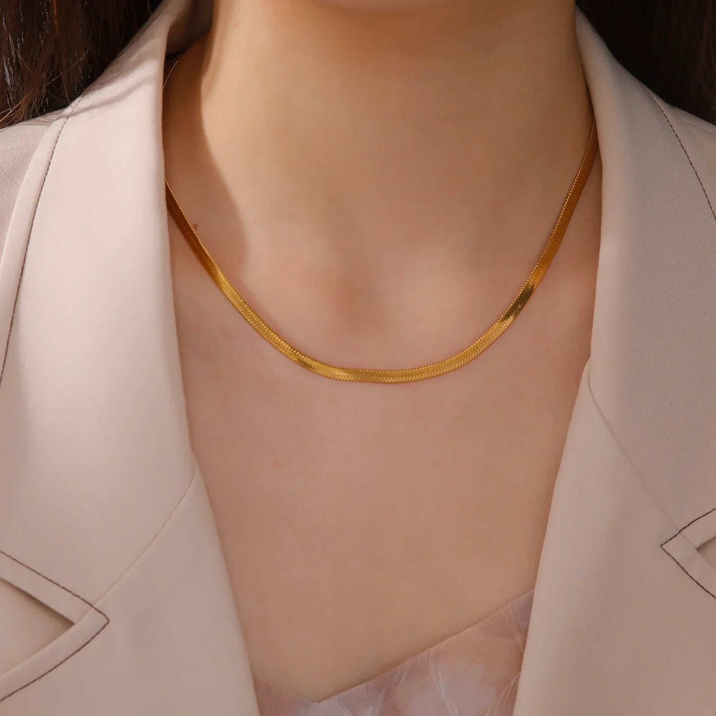 Stainless Steel Snake Chain Necklace for Women Men Gold Color Herringbone Choker Neck Chains 2026 Trend Jewelry Gift Hot